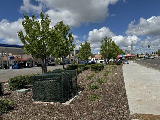Fruit cart not hot dog stand.