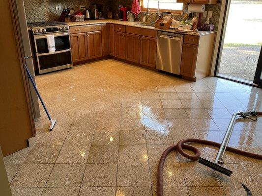 Granite floor tile and grout cleaning before and after