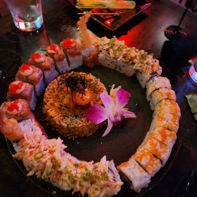 Sushi and rice platter