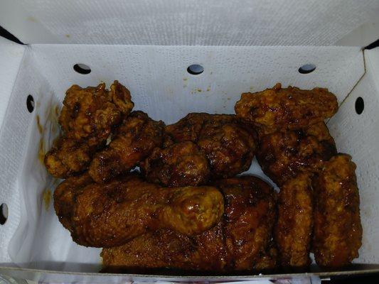 Mixed fried chicken with Korean BBQ sauce