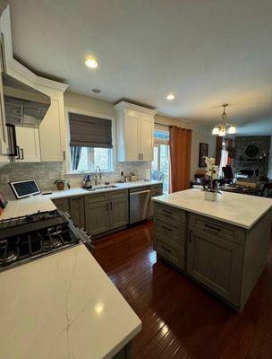 Kitchen, cabinets, island