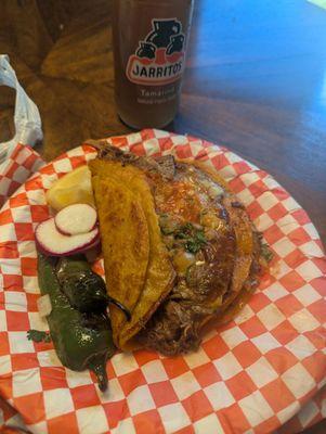 Queso birria with roasted peppers
