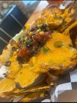 Nachos. They were out of some things but that is because they make the bread and pretzels fresh every day. Heard pizza was very good