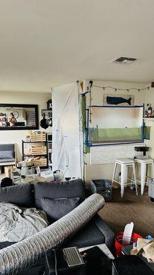 Well masked off for the kitchen