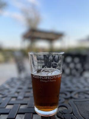 Anaphylactic Amber Ale on the patio with live music.