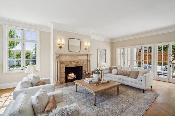 Gracious Living Room w/ French Doors