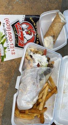 Beef Gyro with fries and an Italian cannoli