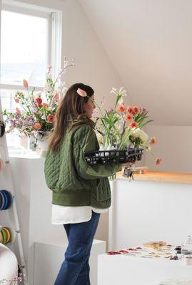 Owner, Katie Wilhelm busy at work.