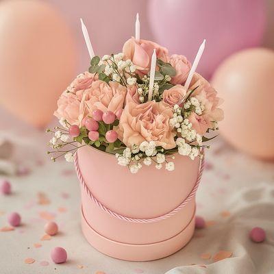 Send a birthday BloomCake to that special someone. Fresh blossoms in a gorgeous hat box complete with candles is sure to delight!