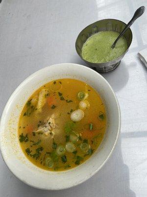 Sopas pollo with pica verde on the side