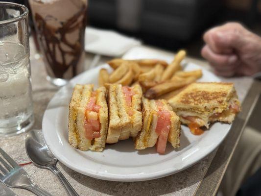 Grilled cheese and tomato sandwich