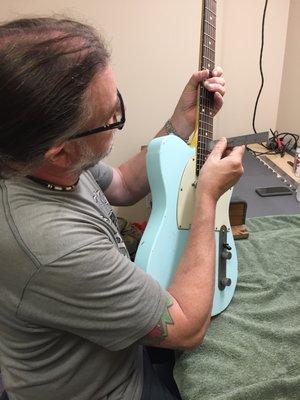 Greg setting up this Nash Telecaster