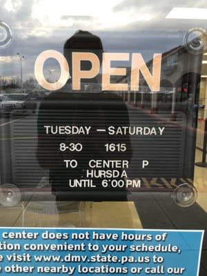 Here are the hours - the photo center is open later on Thursdays!