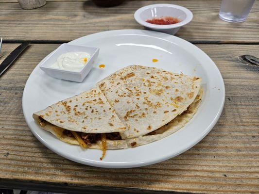 My quesadilla. I already ate a piece when I remembered to take a photo.