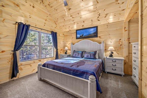 Comfort in the Smokies went to various local hardware stores to pick up blinds and drapes, that they put up throughout the house.