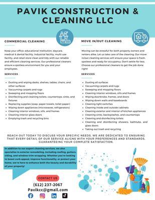 Pavik Construction & Cleaning