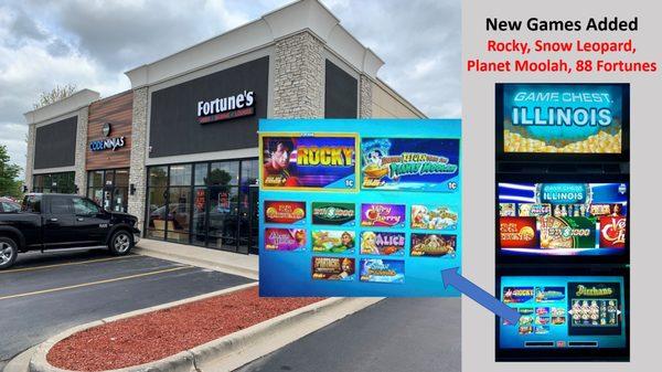 Please visit us and enjoy playing newly added games like Rocky, Planet Moolah, 88 Fortunes and Snow Leopard.