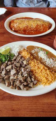 Birria Burrito Grande and the Lengua plate