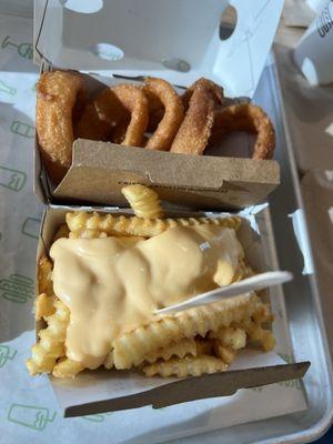 Onion rings and cheese fries