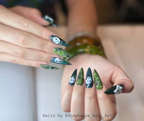 Gel X extension hand painted gel paint by Stephanie, call us to make an appointment, 6265457837