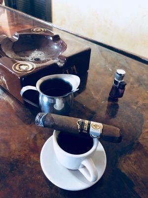 Cigar and expresso, by Nick..