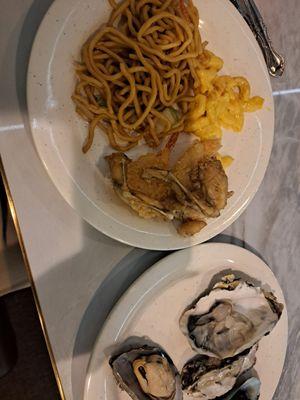 Lo mein, frog legs, mac & cheese, oysters, mussels