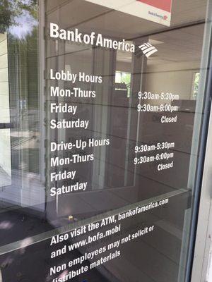 Closed on Saturdays.