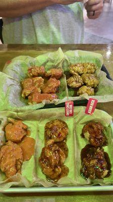 Variety of Wings-Buffalo Hot, Mild, Hot Honey Garlic, sweet chili cha cha and Asian kick