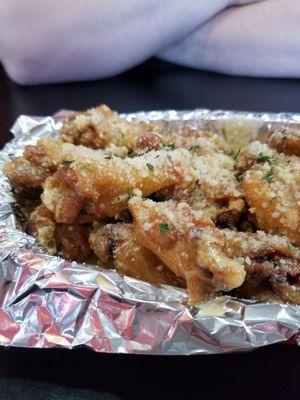 Garlic Parmesan bone in wings. So yummy!