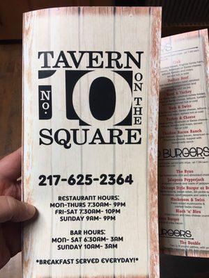 Menu! Lunch/dinner then breakfast.