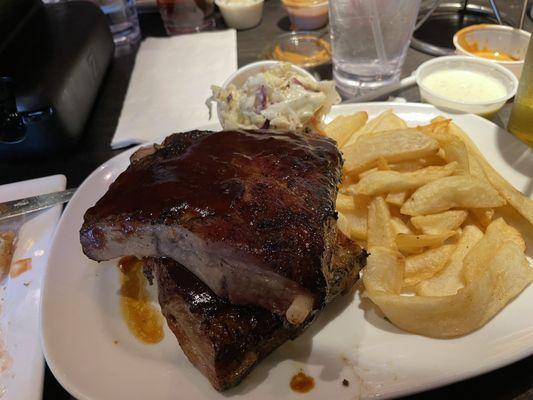 Ribs, Fries, and Coleslaw