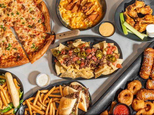 Array of asmerican food options at Bites and Brews