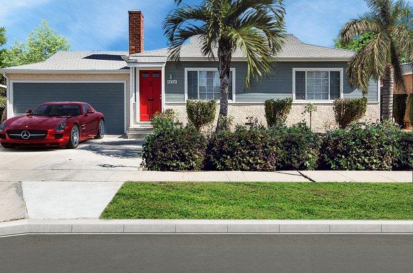 Virtual Curb Appeal - added exotic car to the driveway and photoshopped landscaping in