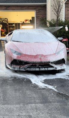 Exterior wash of Lamborghini