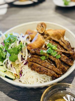 Charbroiled Pork and Egg Roll on Rice Noodle