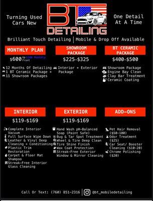 Pricing/information flyer