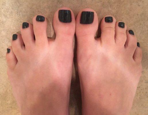 Coordinating dark gray pedi by Eleven (check out those tan lines! lol)