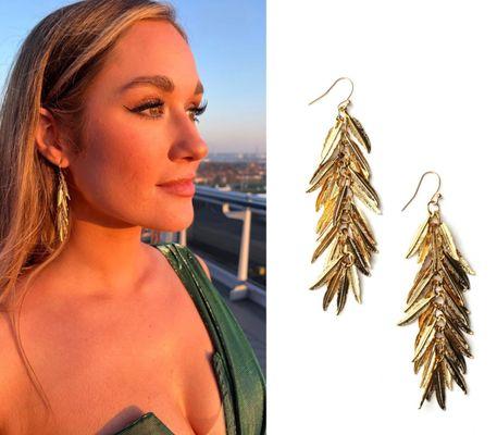 Shimmer Feather Earrings as seen on Rachel Green from ABC The Bachelorette, S19 E 5. 2022
