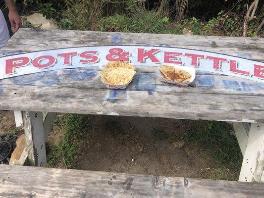 (Left) jerk chicken quesadillas (right) Nutella and plantains quesadillas