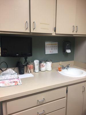 Inside the office. Getting ready to be seen!