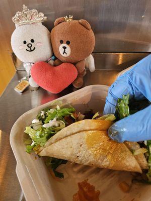 Pastor taco has a double tortilla!