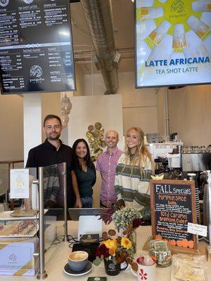 Center stage....the beautifully designed flower arrangement from Emmy's Flower Truck. Owners Travis Sandefur and Joel Stewart.