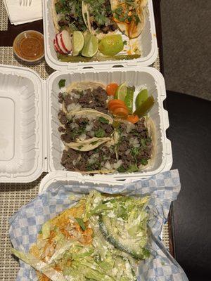 I got 4 carne asada, 2 al pastor, 1 pollo, and tostada