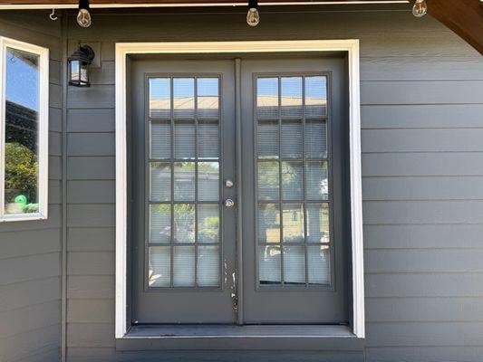 Replaced this customers glass sliding door with a french door.