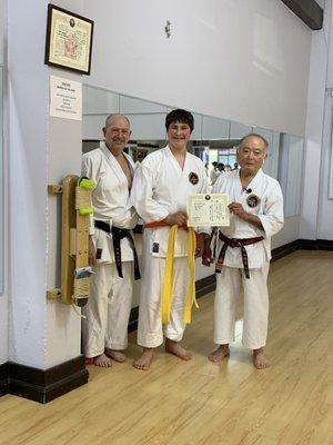 Getting orange belt with Sensei David and Sensei Ota