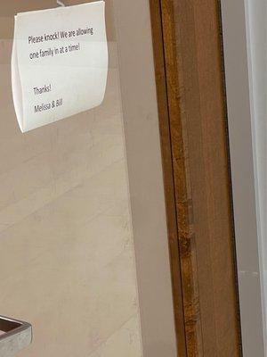 1 family at a time, it's a small office