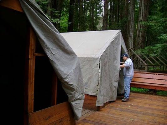 setting up tents