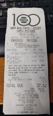 Receipt (blurred specific car out)