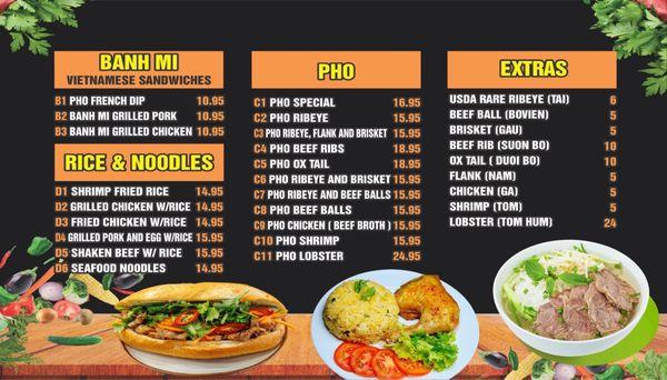 Pho, banh mi and fried chicken with rice