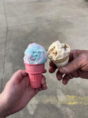 Cotton Candy Ice Cream & Buttercream Pecan Ice Cream